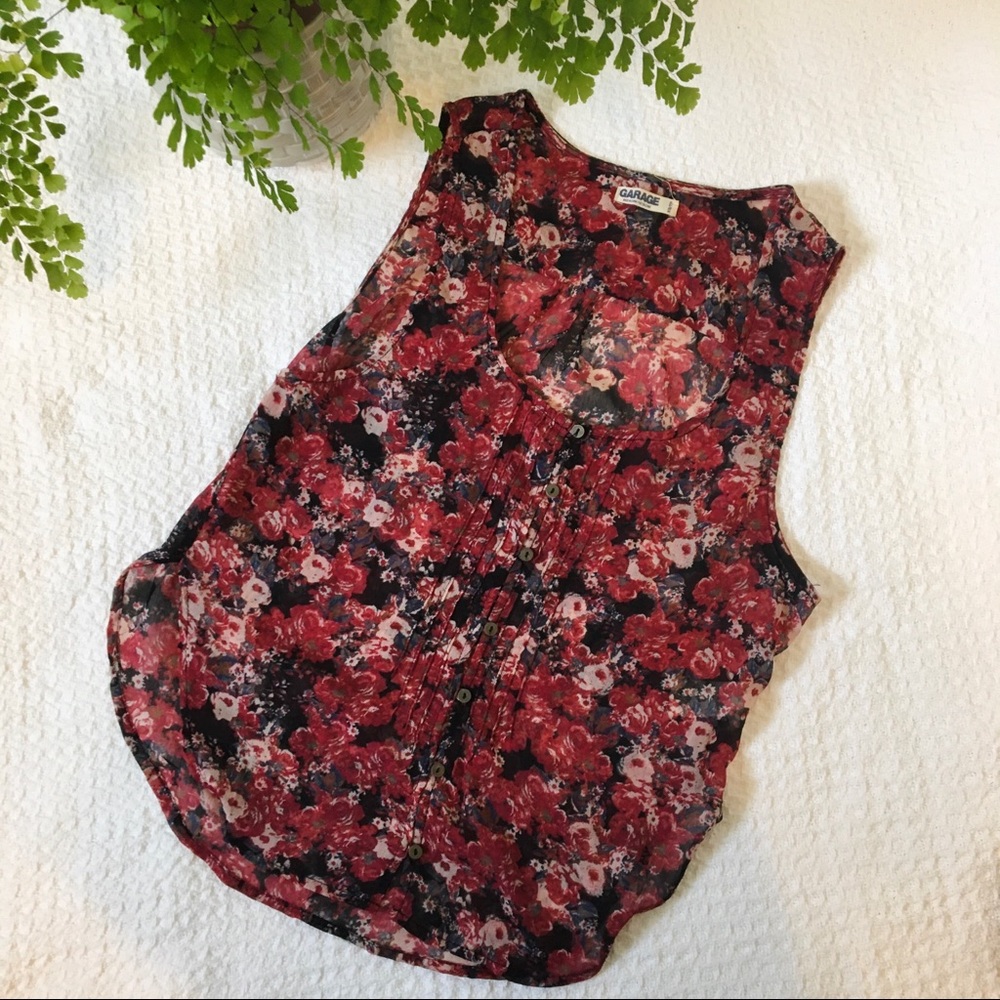 Garage shear floral tank top